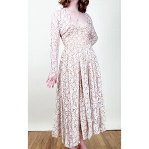 Vintage 50s Lace Midi Maxi Dress Set Formal Wedding Whimsigoth Regency Victorian